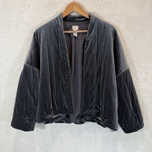 a new day Charcoal Gray Velvet Open-Front Blazer